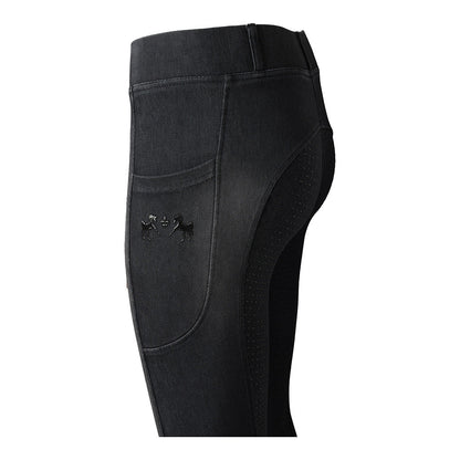 Equine Couture Ladies Denim Full Seat Silicon Tights with Phone Pocket