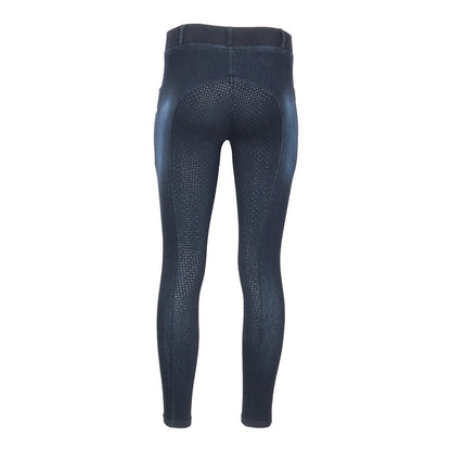 Equine Couture Ladies Denim Full Seat Silicon Tights with Phone Pocket