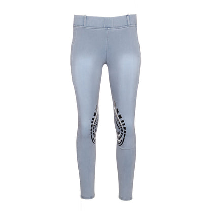 Equine Couture Ladies Denim Silicon Knee Patch Tights with Phone Pocket
