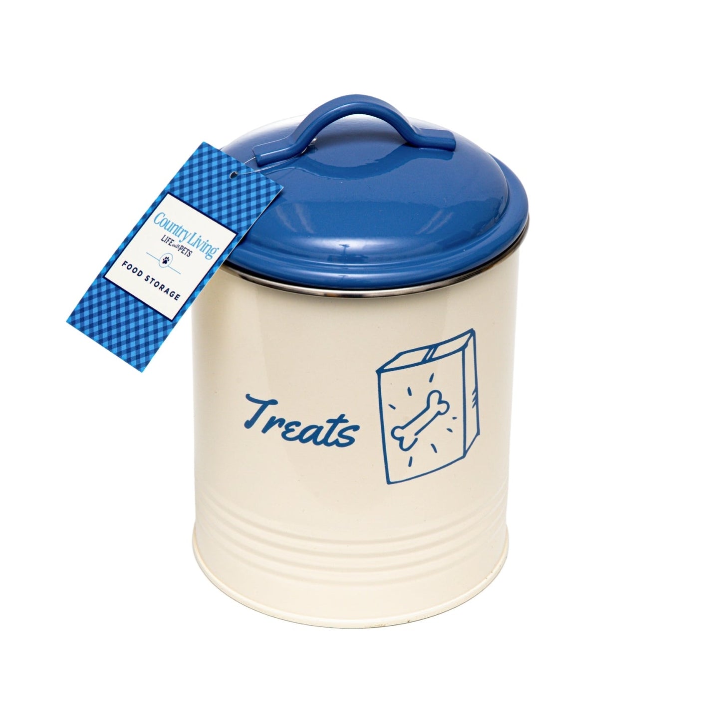 Country Living Set Of 3 Pet Treat Canisters Dog Treat Storage French Blue Lid