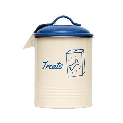 Country Living Set Of 3 Pet Treat Canisters Dog Treat Storage French Blue Lid