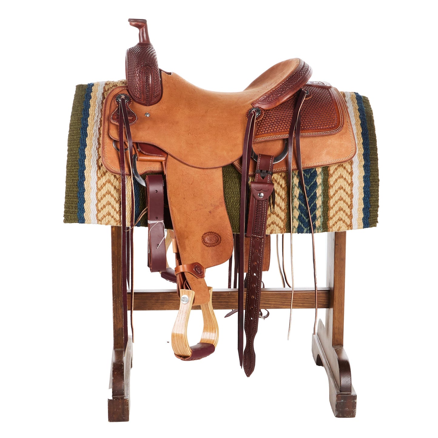 1425-4 Iron Horse 36inx34in New Zealand Wool Saddle Blanket MULTI