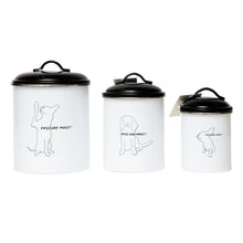 Country Living Set Of 3 Pet Treat Storage Canisters Black White