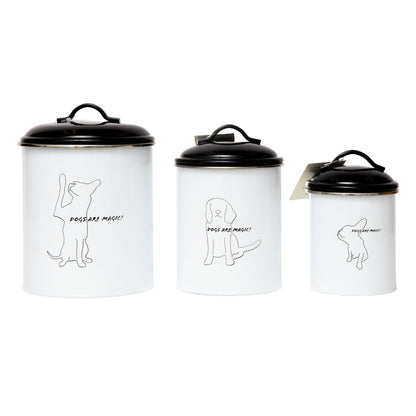 Country Living Set Of 3 Pet Treat Storage Canisters Black White