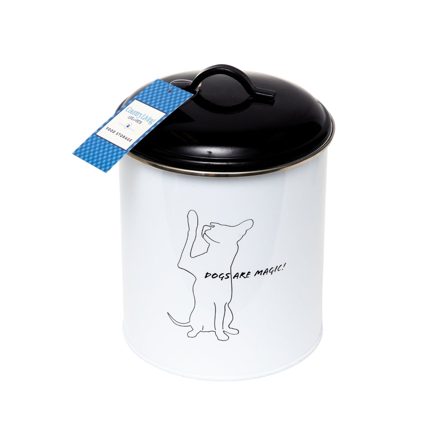 Country Living Set Of 3 Pet Treat Storage Canisters Black White