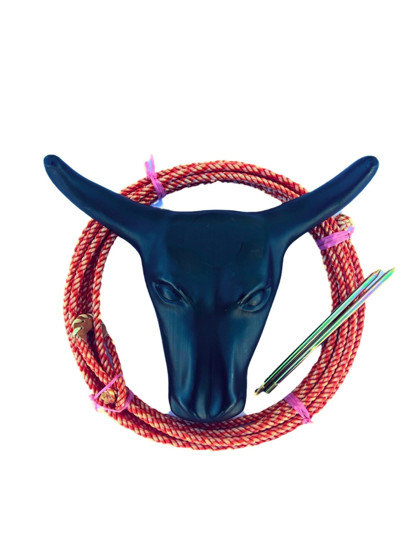 AJ Tack Junior 11" Horn Spread Steer Head Roping Dummy Set with Rope