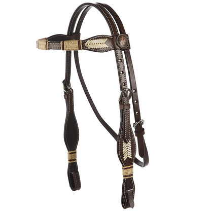 WD-SBH11 Natural Rawhide Scalloped Quick Change Browband Headstall
