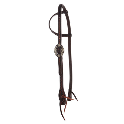 WD-RTSEH-HO-18 Heavy Oiled Rope Tooling Double Flower Buckle Single Ear Headstall