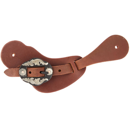 WD-LYCSSO-18 Ladies Youth Heavy Oiled Cowboy Spur Straps With Double Flower Buckles