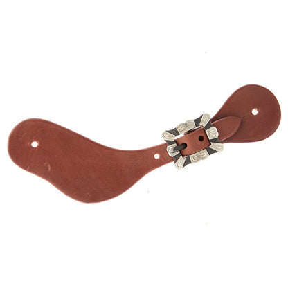 WD-LYDWSSO-25 Ladies Youth Oiled Dove Wing Spur Straps With Square Silver Bar Buckles