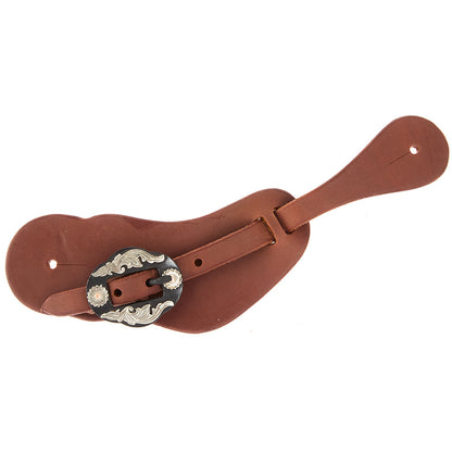 WD-CSSO-18 Mens Heavy Oiled Cowboy Spur Straps With Double Flower Buckles