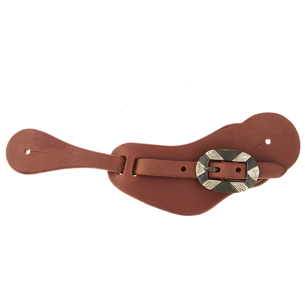 WD-CSSO-20 Mens Heavy Oiled Cowboy Spur Straps With Oval Silver Bar Buckles