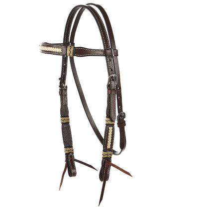 WD-SBH10 Braided Rawhide Chocolate Browband Headstall