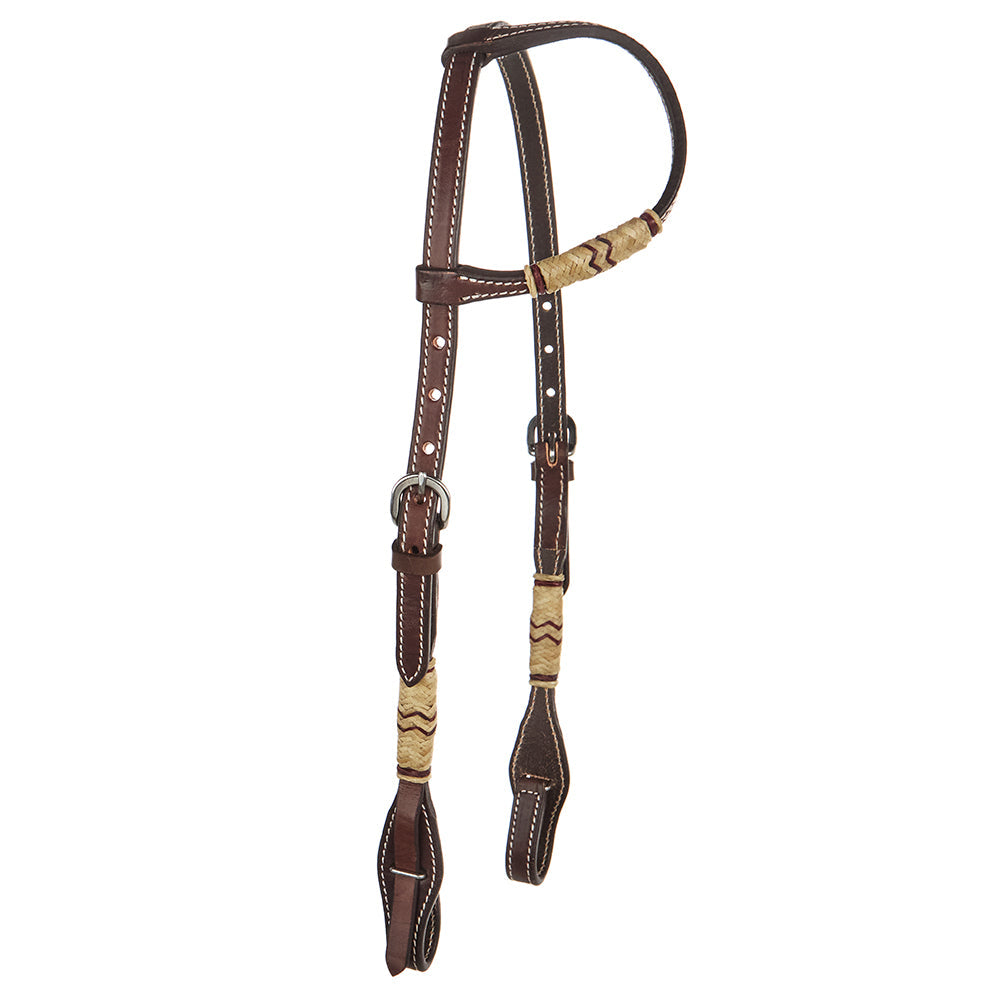 WD-SEH1 Chocolate Natural Rawhide Quick Change Single Ear Headstall