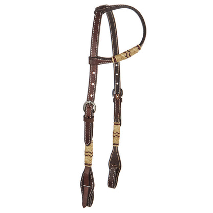 WD-SEH1 Chocolate Natural Rawhide Quick Change Single Ear Headstall