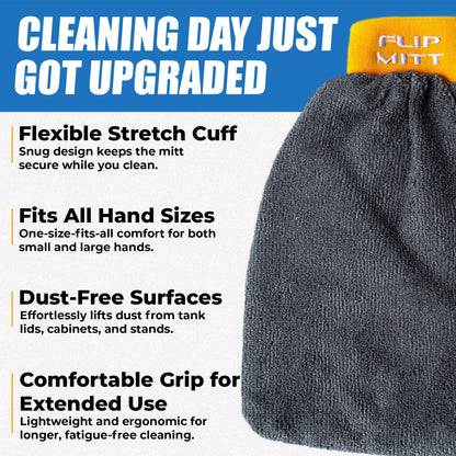 Flipper 2-in-1 Microfiber Aquarium Cleaning Mitt 1 Pack