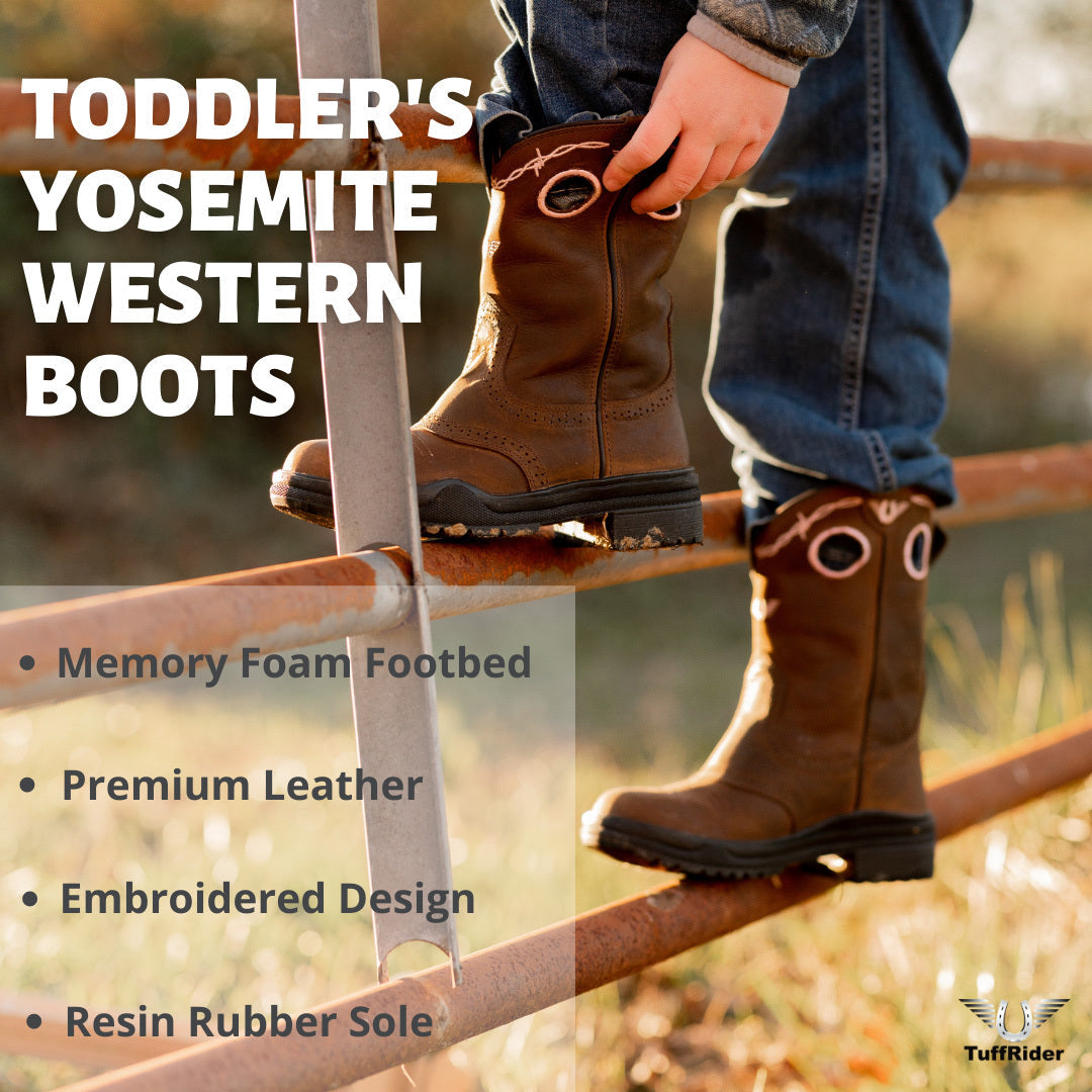 TuffRider Youth Yosemite Barbed Wire Embroidered Round Toe Western Boots