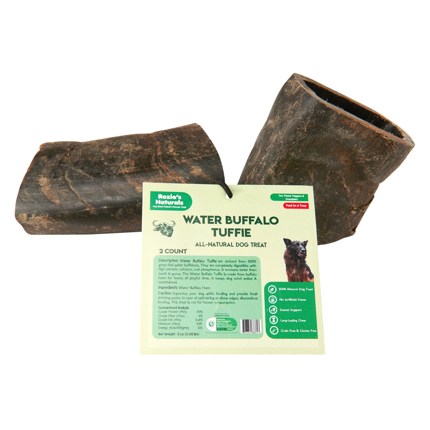 Water Buffalo Horn Section/Tuffie Dog Chews-2 Count-10 oz (WSP)