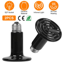 2Pcs Ceramic Heat Lamp 150W Infrared Reptile Heat Lamp No Light Emitting For Pet Brooder Incubator Reptile Lizard Turtle Snake Terrarium