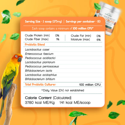 Organic Pre Pro Post Biotics Blend For Parrots 1 06Oz