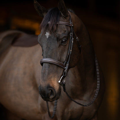 Henri de Rivel Pro Mono Crown Bridle with Padded Wide Noseband  with Laced Reins