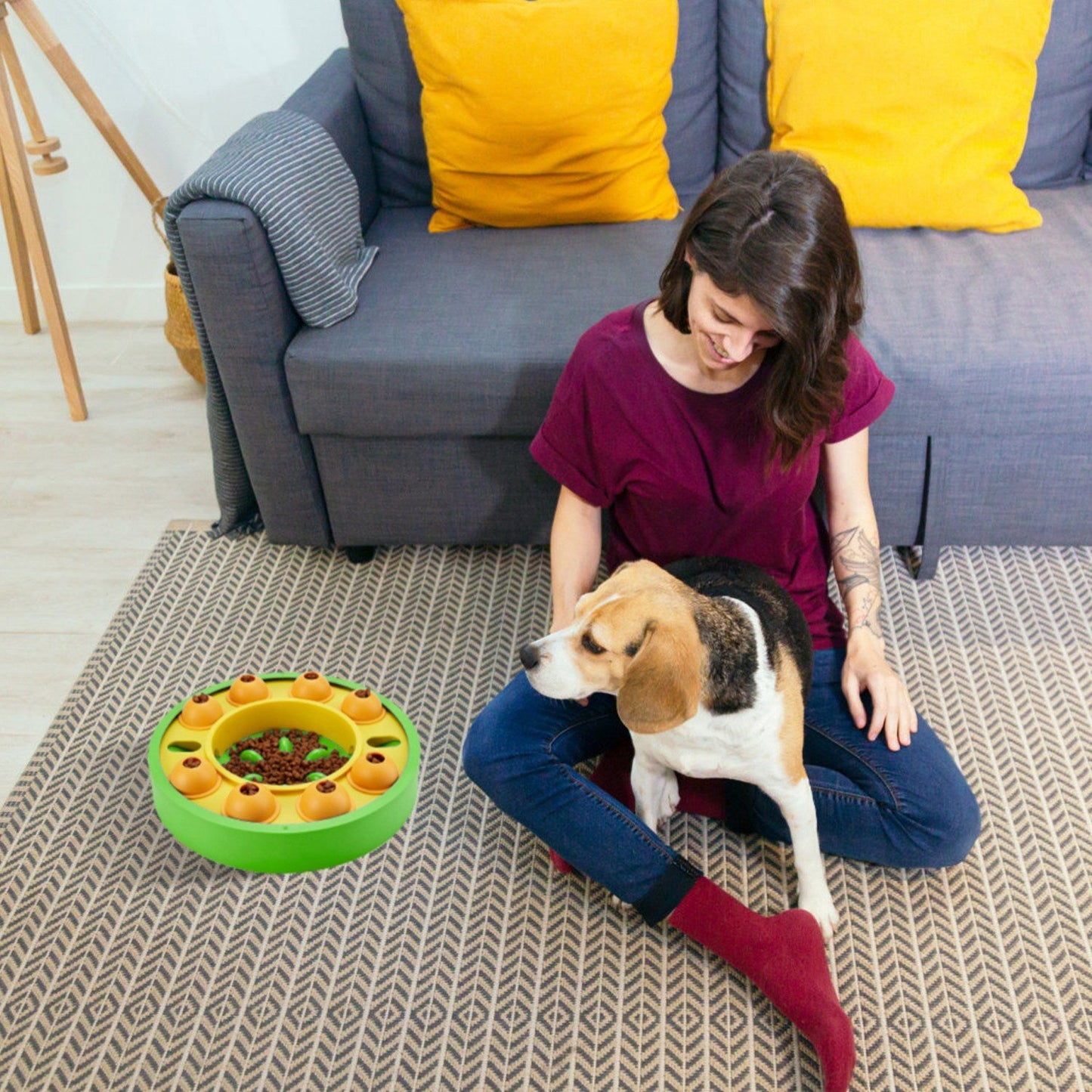 Dog Puzzle Food Feeder Slow Feeding Bowl Interactive Toy Dog Treat Dispensing Toy for IQ Training Mental Enrichment For Small Medium Large Dog Cat