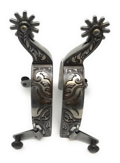AJ Tack Men's Longhorn Floral Show Spurs