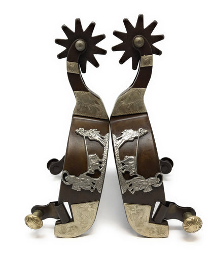 AJ Tack Men's Antique Brown Team Roping Spurs