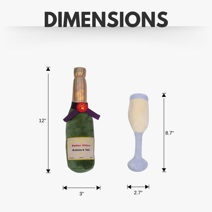 Champawgne Cheers Plush Dog Toy Gift Set With Squeaker Crinkle Paper