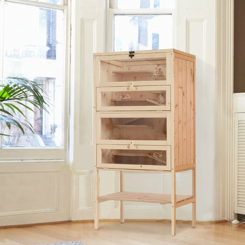 Pawhut 5 Tier Fir Wood Hamster Cage Mouse Rats Small Animals Play