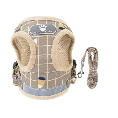 Pet Mesh Harness Dog Leash Set Reflective Chest Strap Adjustable Puppy Vest For Puppies Breeds Dogs Cats Walking Outdoor