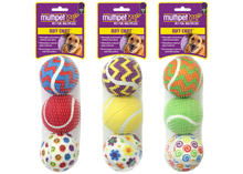Multipet Tennis Ball 3-Pack - Assorted Designs