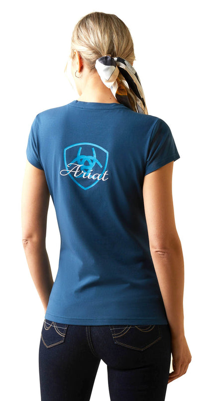 Ariat Women's Logo Script T-Shirt, Deep Petroleum
