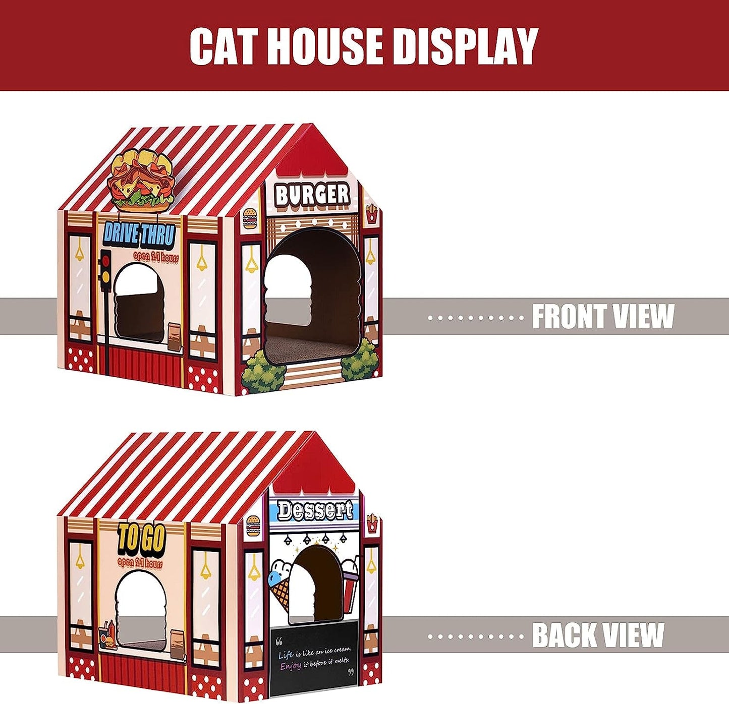 Cardboard Cat House with Scratcher