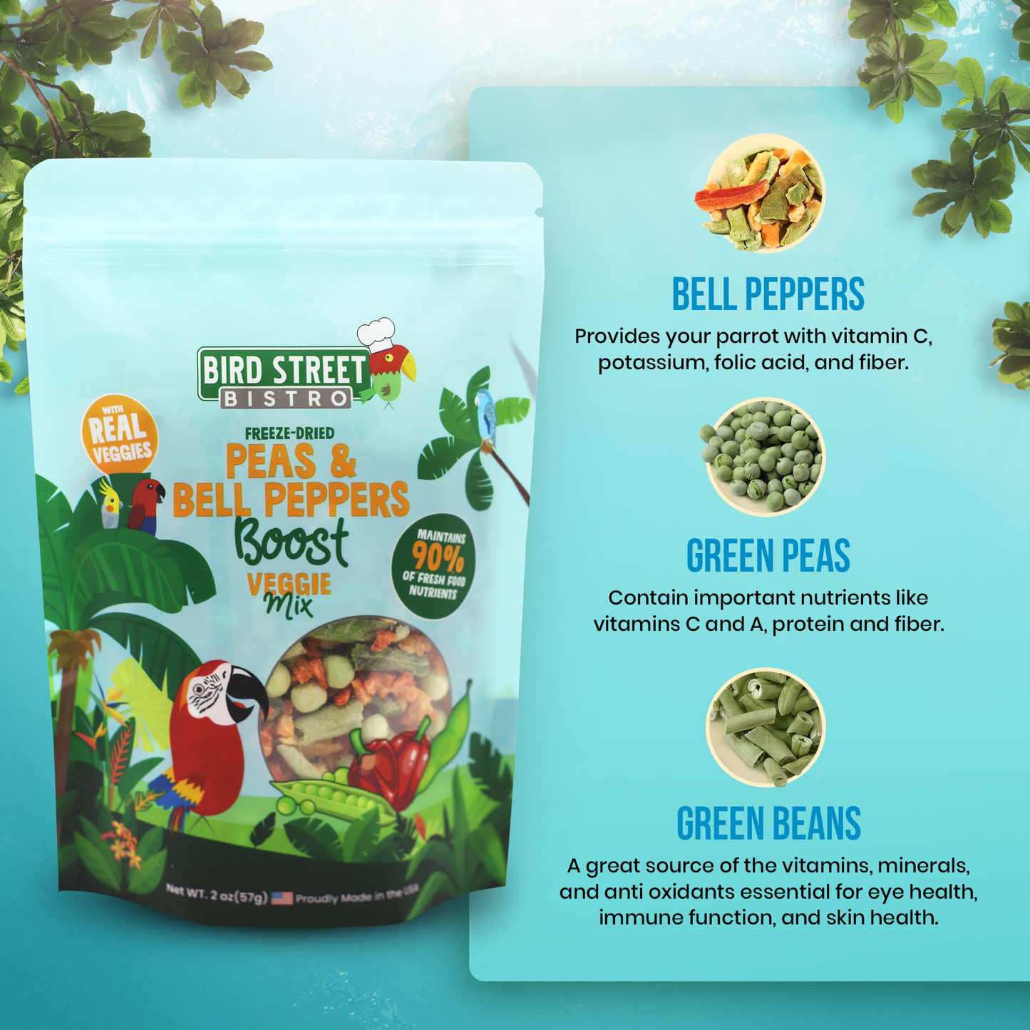 Peas Bell Peppers Boost Parrot Veggies Mix