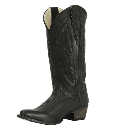 TuffRider Women Cowtown Mid Height Embroidered Leather Snip Toe Western Boots