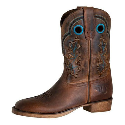 TuffRider Children Rushmore Oak Leaf Embroidered Square Toe Western Boots