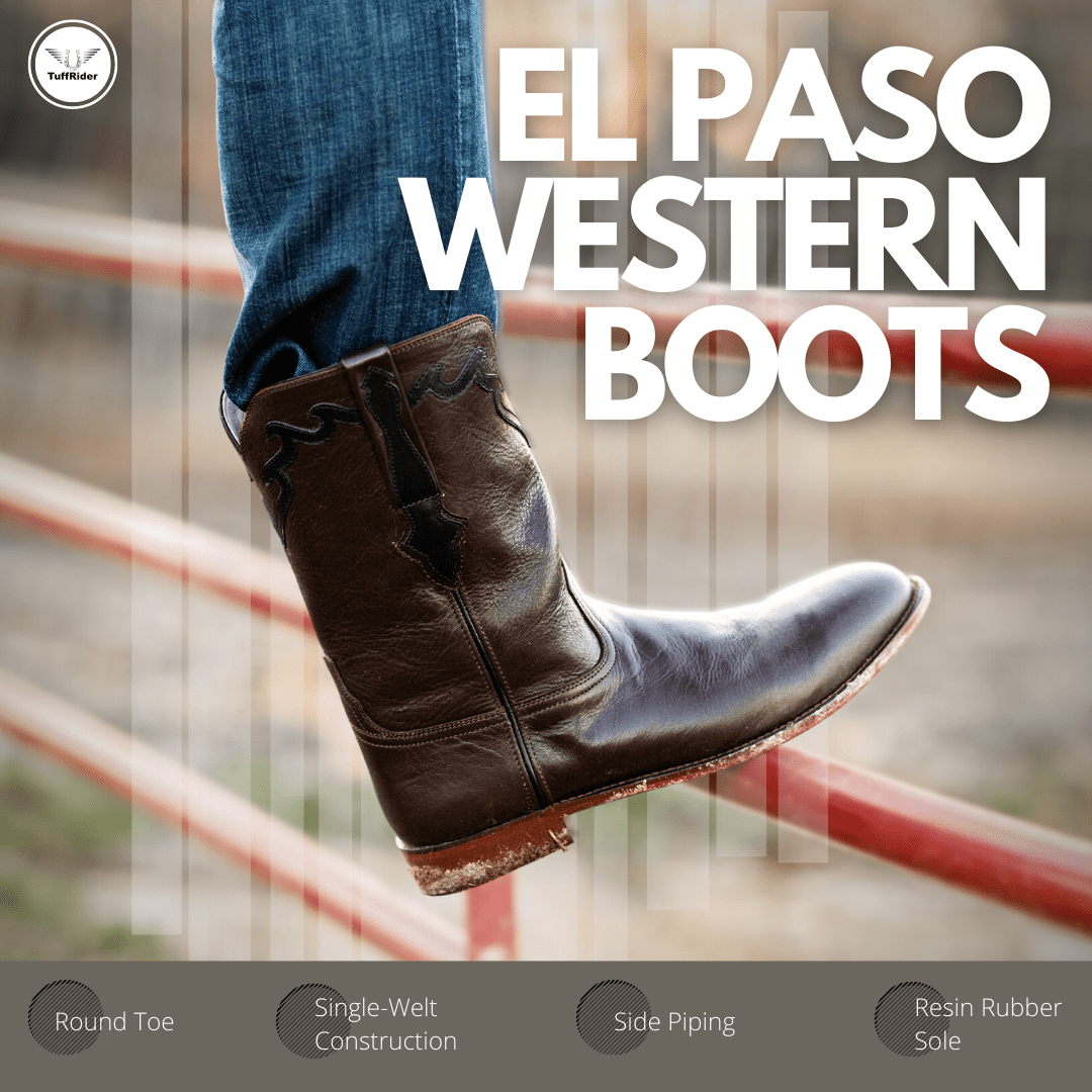 TuffRider Men's El Paso Leather Embroidered Round Toe Western Boots