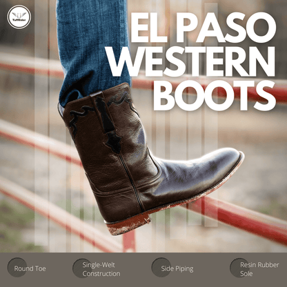 TuffRider Men's El Paso Leather Embroidered Round Toe Western Boots