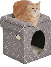 Cat Hous  in Fashionable Mushroom Diamond Print