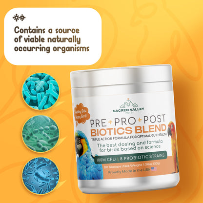 Organic Pre Pro Post Biotics Blend For Parrots 1 06Oz