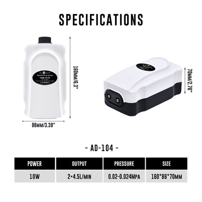 Quiet Air Aquarium Pump Output 2X75 GPH Oxygen Aerator Pump for 30-120 Gallons Fish Tank, Oxygen Adjustment