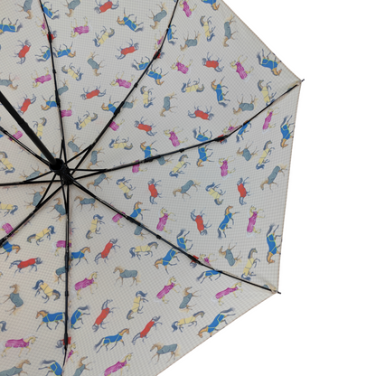AWST Int'l Lila Compact Umbrella-Horses in Blankets