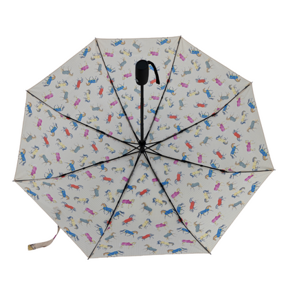 AWST Int'l Lila Compact Umbrella-Horses in Blankets