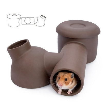 Golden Silk Bear Ceramic Hamster Zisha Tunnel Room - Ultimate Luxury Hamster Habitat