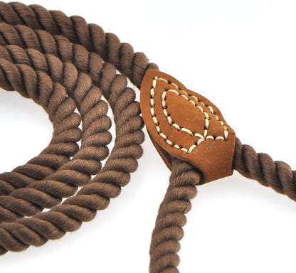 4 feet rope dog leash with leather handle