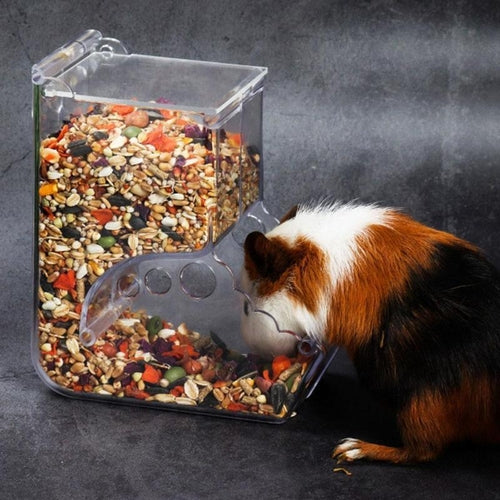 Transparent Plastic Hamster Feeder Food Box Innovative Fixable