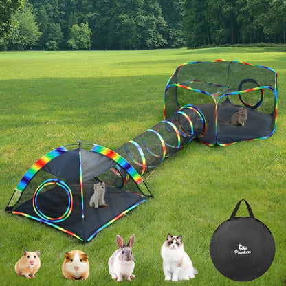 Rainbow Portable Cat Enclosure Playpen Tent Tunnel