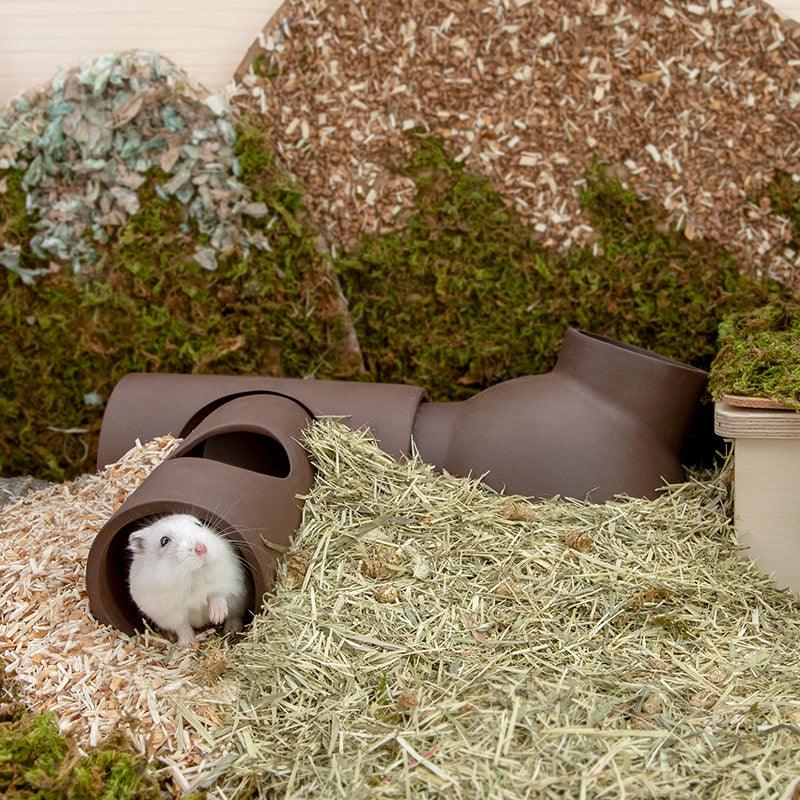 Golden Silk Bear Ceramic Hamster Zisha Tunnel Room - Ultimate Luxury Hamster Habitat
