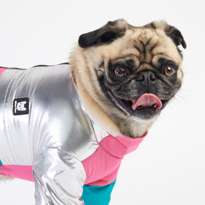 🎀 Ricki Dog Tracksuit – Pink Waterproof One-Piece with Harness Access